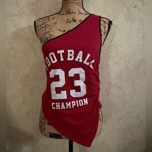 Goodie Two Sleeves One-Shoulder Football Champion Top